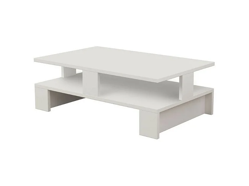 Tavolo da salotto bianco doppio ripiano Mansu