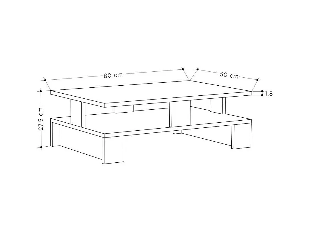 Tavolo da salotto bianco doppio ripiano Mansu