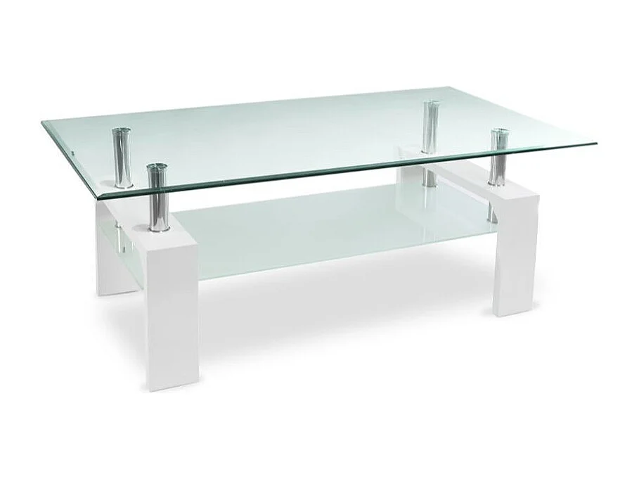 Tavolino bianco con due ripiani in vetro Titania 110x60x44h