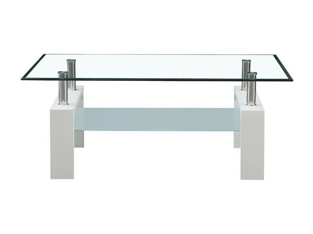 Tavolino bianco con due ripiani in vetro Titania 110x60x44h