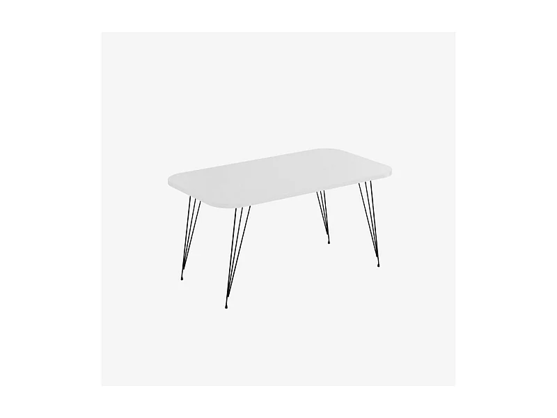 Tavolino rettangolare da salotto bianco gambe nere Reeta