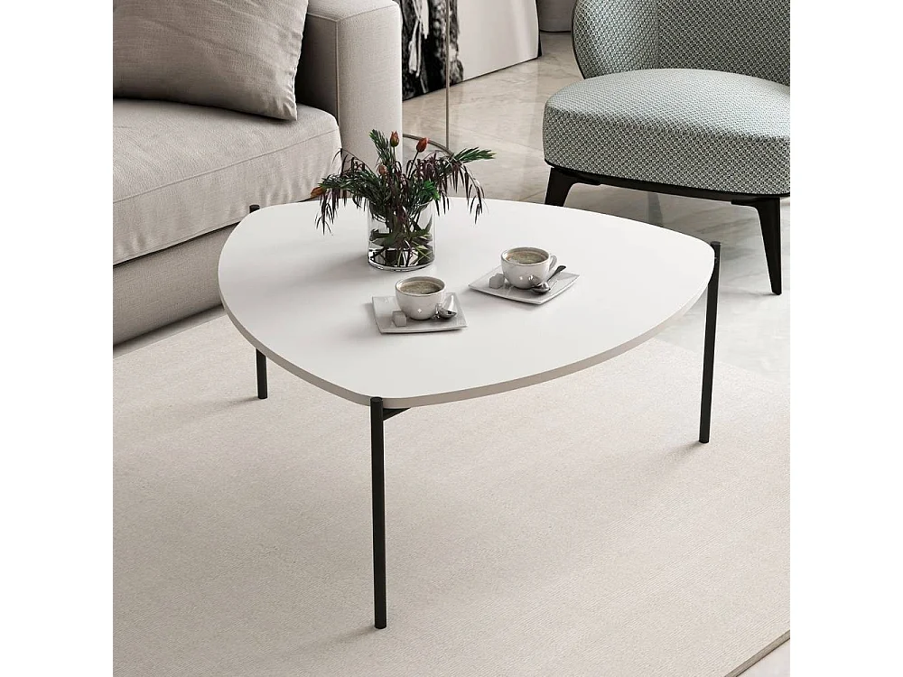 Tavolino da salotto bianco Lenny struttura metallo nero