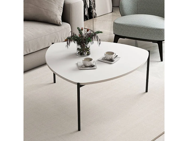 Tavolino da salotto bianco Lenny struttura metallo nero