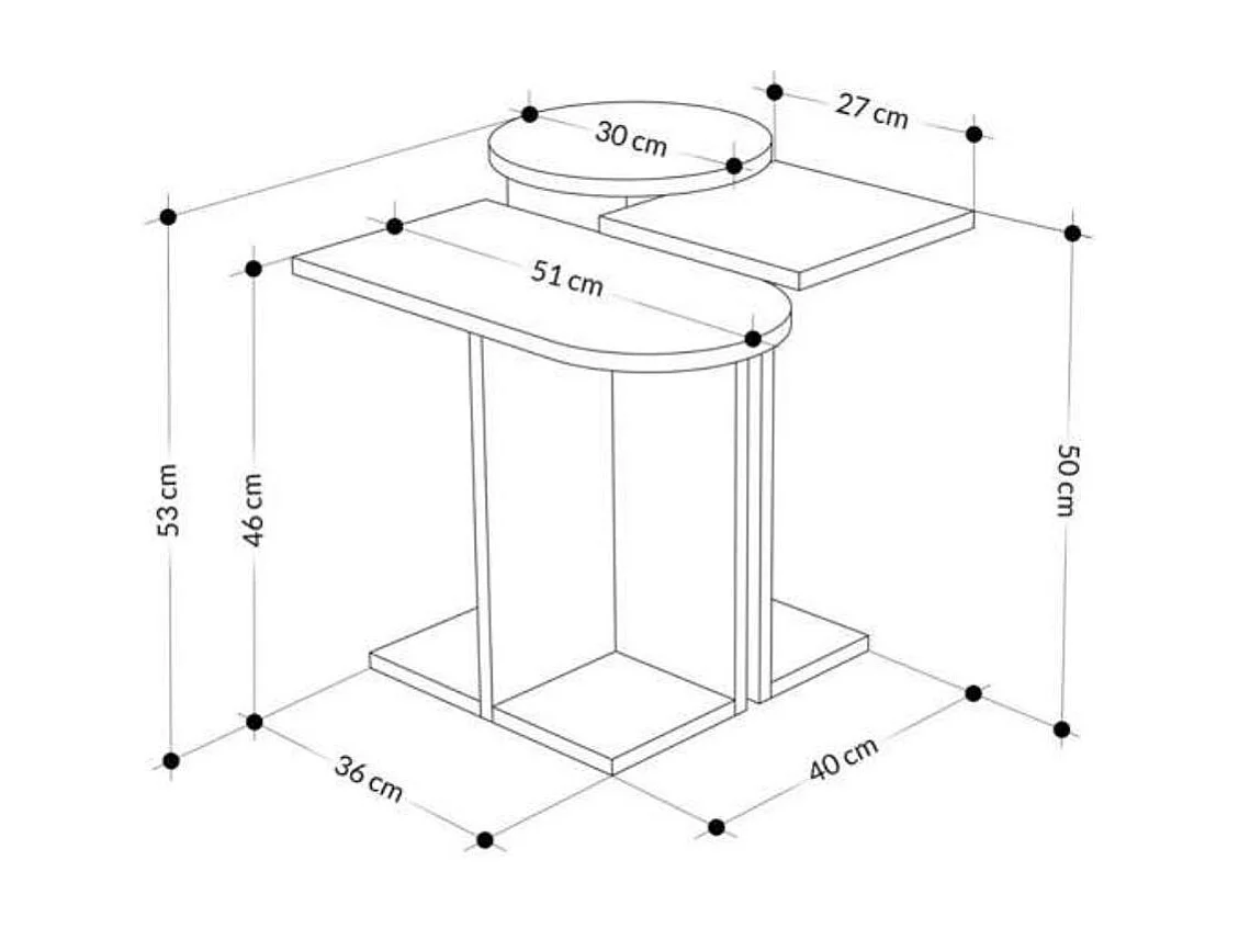 Tris tavolino da salotto Mund colore bianco rovere tortora