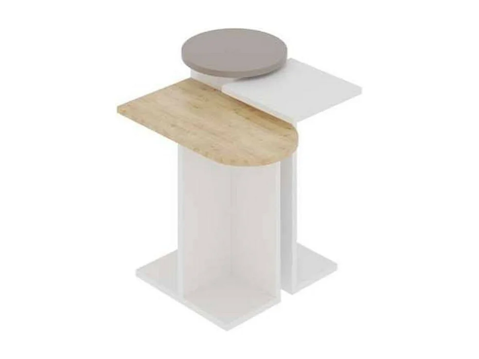 Tris tavolino da salotto Mund colore bianco rovere tortora