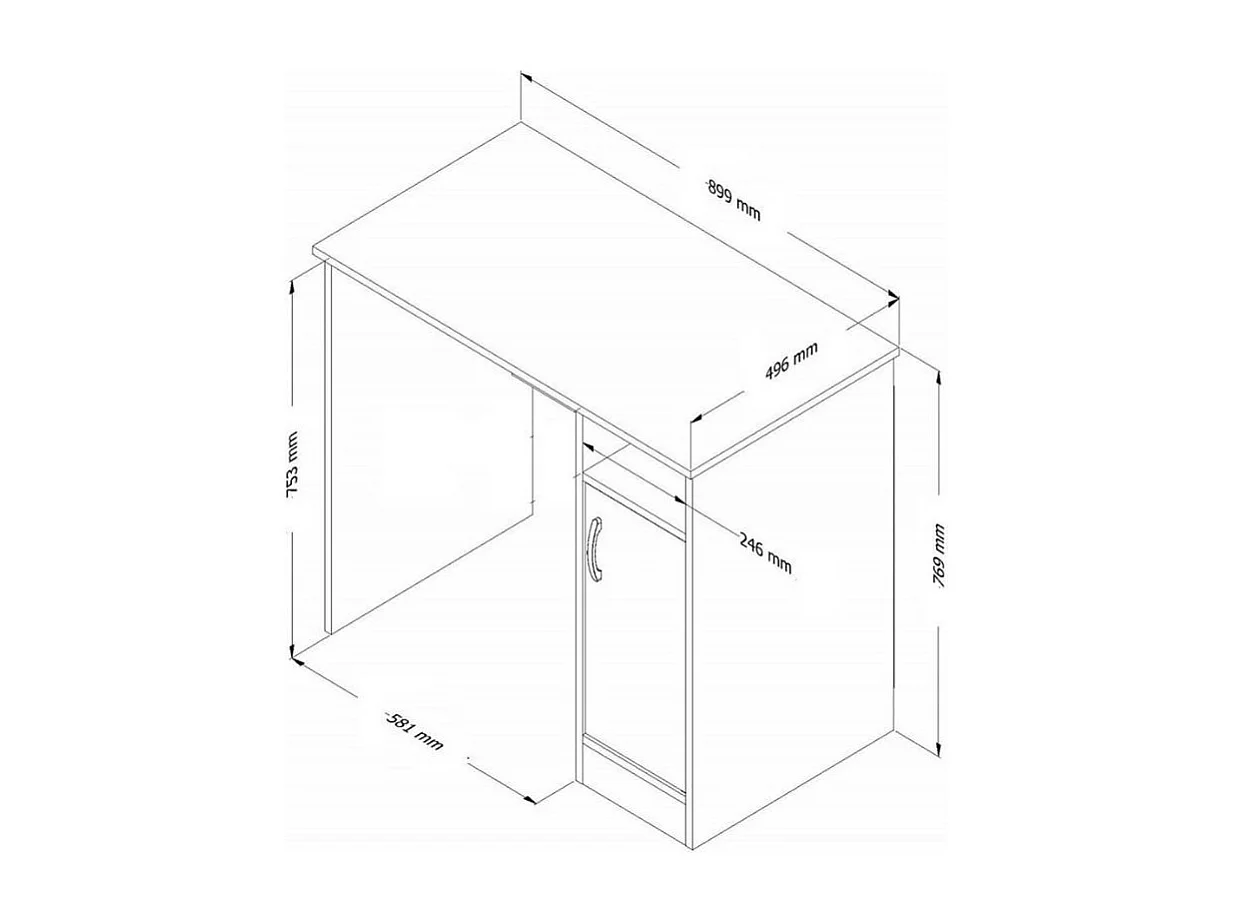 Scrivania Subat 90 cm colore rovere
