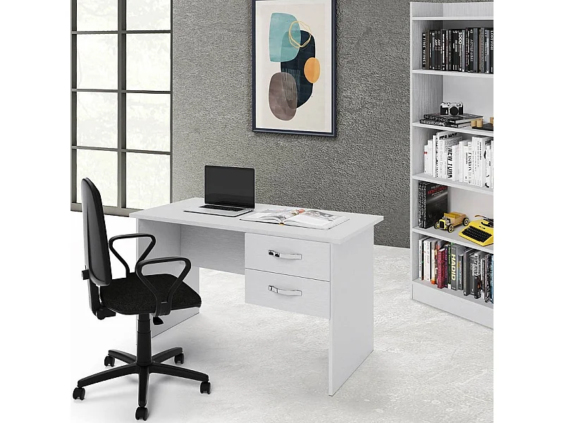 Scrivania due cassetti Tiffany 119x64x75h cm colore bianco frassinato