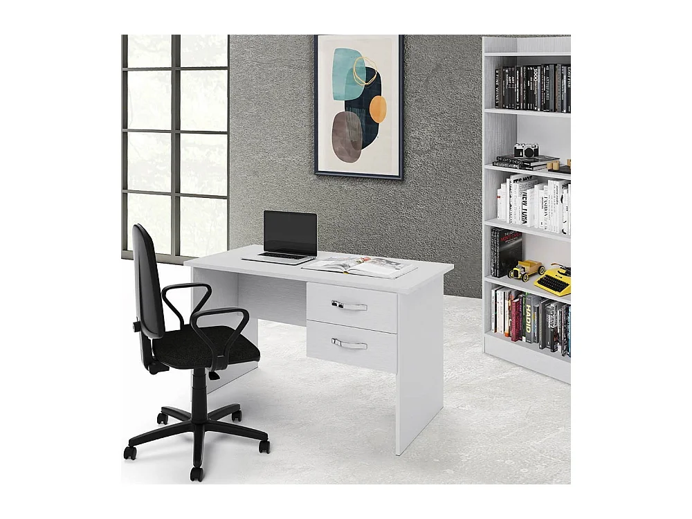 Scrivania due cassetti Tiffany 119x64x75h cm colore bianco frassinato