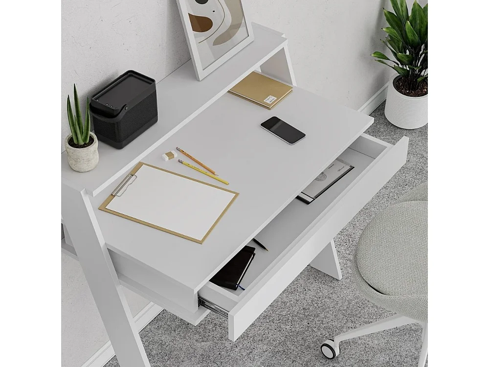 Scrivania da parete con cassetto Cowork 94 cm colore bianco