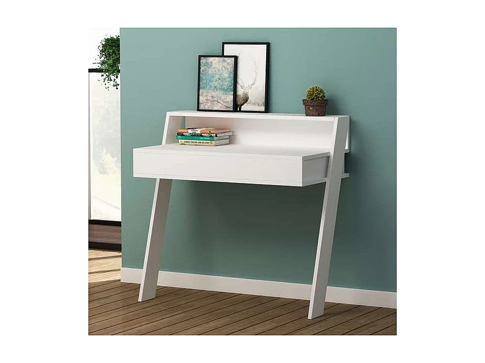 Scrivania da parete con cassetto Cowork 94 cm colore bianco