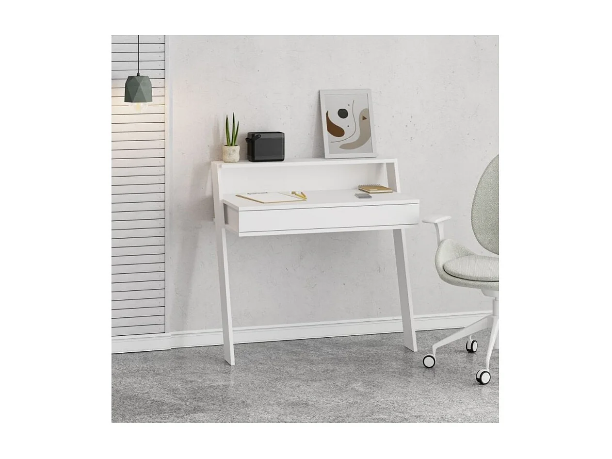 Scrivania da parete con cassetto Cowork 94 cm colore bianco