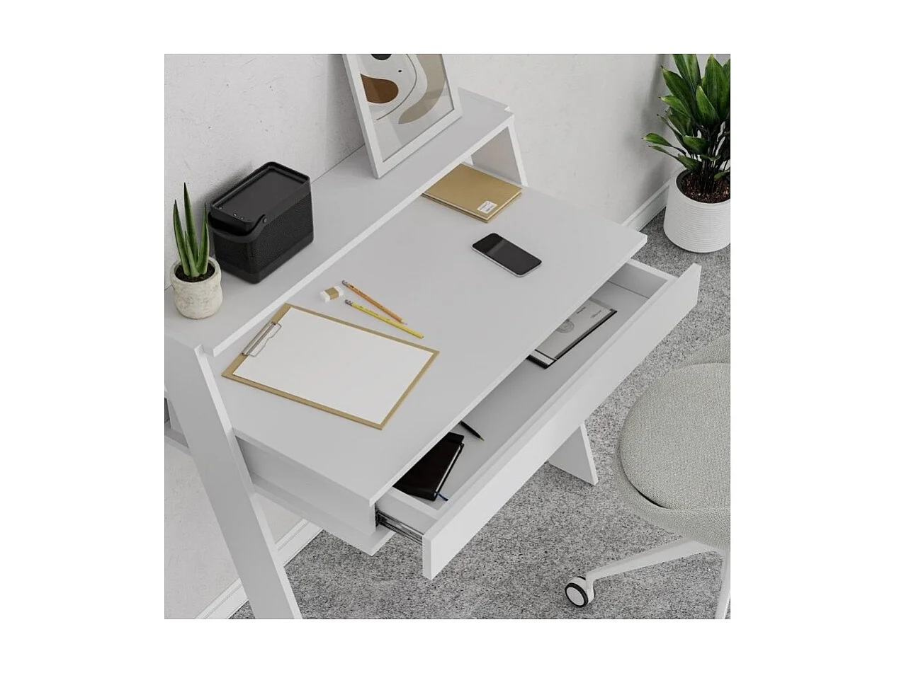Scrivania da parete con cassetto Cowork 94 cm colore bianco