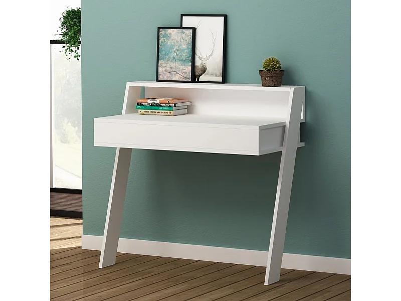 Scrivania da parete con cassetto Cowork 94 cm colore bianco