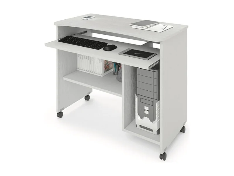 Scrivania con ruote e ripiano estraibile Cercando colore bianco frassinato