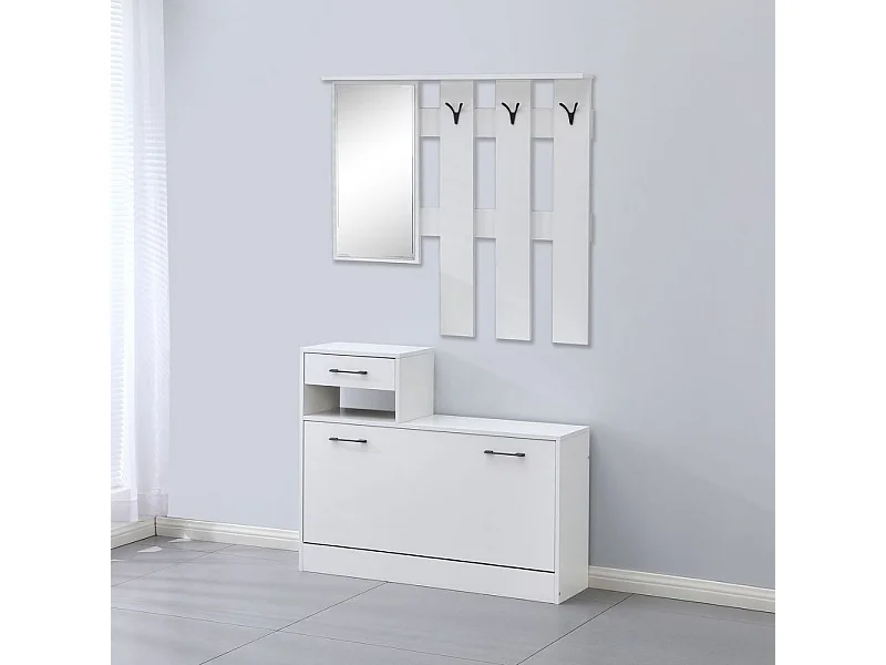 Mobile ingresso con specchio RudolfXL colore bianco