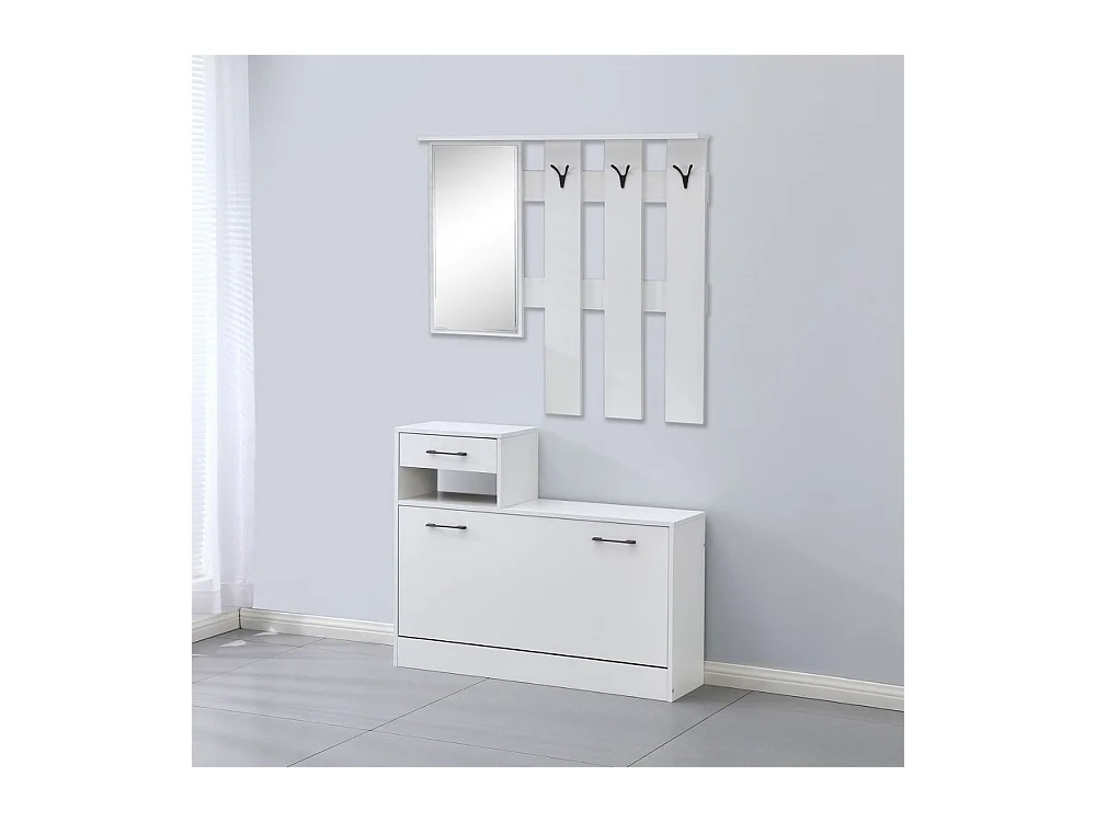 Mobile ingresso con specchio RudolfXL colore bianco