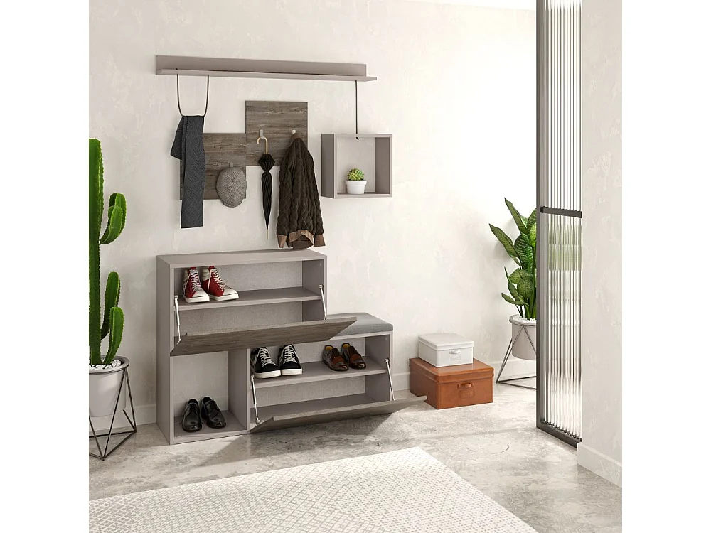 Mobile ingresso scarpiera Holdon 120x87,5 colore tortora dark coffee