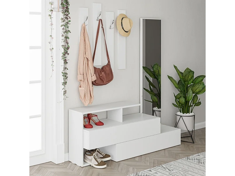 Mobile ingresso con specchio Ramda colore bianco