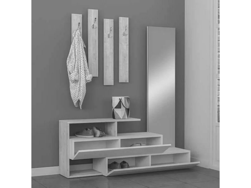 Mobile ingresso con specchio Ramda colore bianco