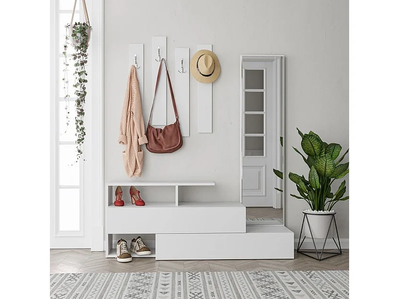 Mobile ingresso con specchio Ramda colore bianco