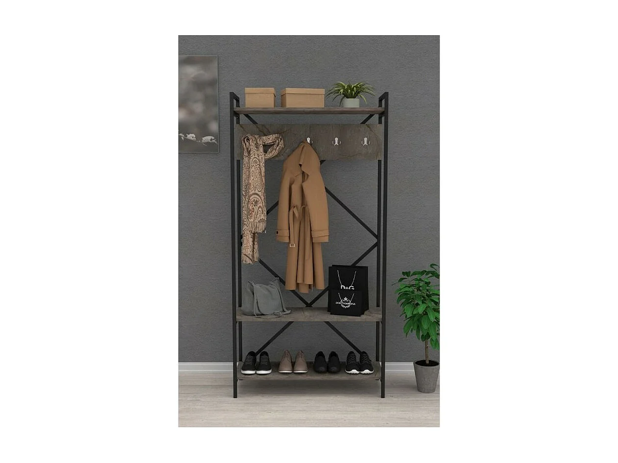 Mobile ingresso appendiabiti struttura in metallo e ripiani grigio Navis
