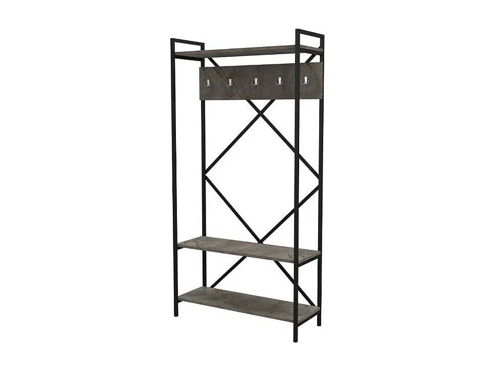 Mobile ingresso appendiabiti struttura in metallo e ripiani grigio Navis