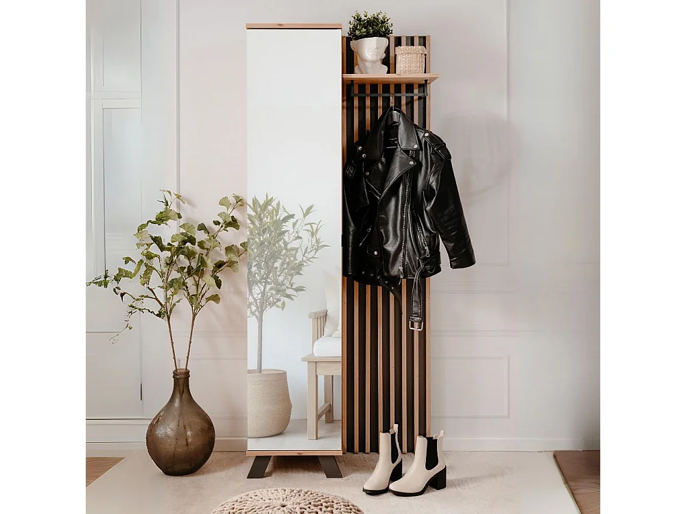 Vestiaire compact 1 porte effet chêne et anthracite 80 cm - Flavia Medan42A