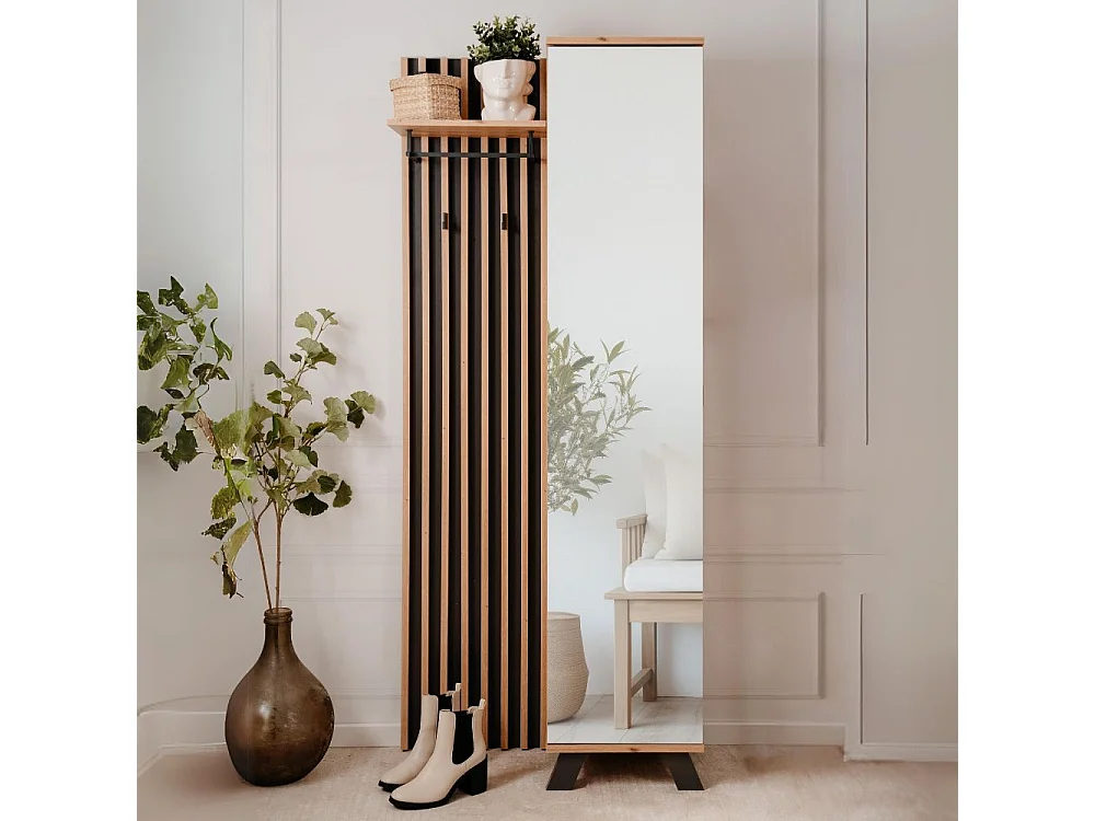 Vestiaire compact 1 porte effet chêne et anthracite 80 cm - Flavia Medan42A