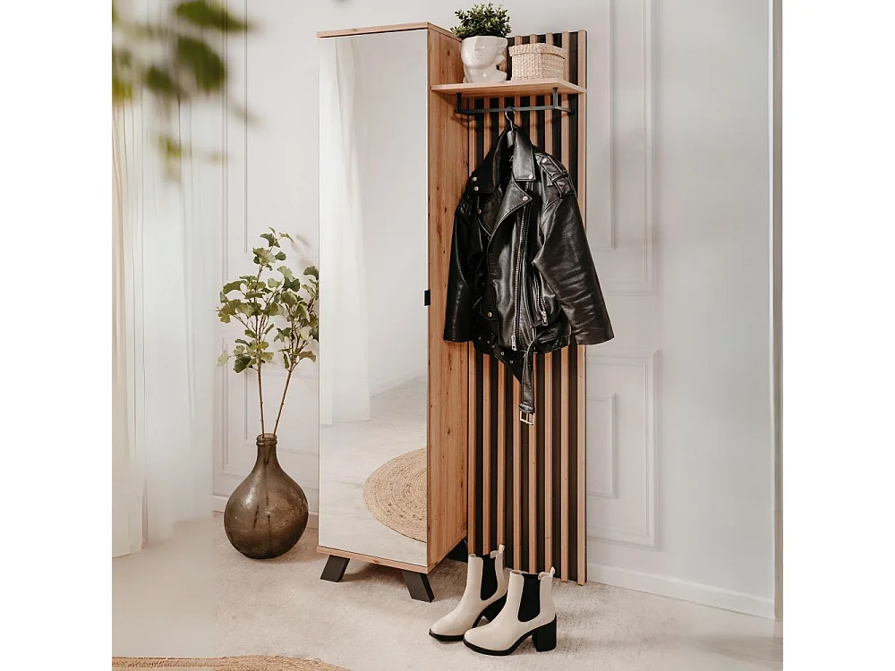 Vestiaire compact 1 porte effet chêne et anthracite 80 cm - Flavia Medan42A