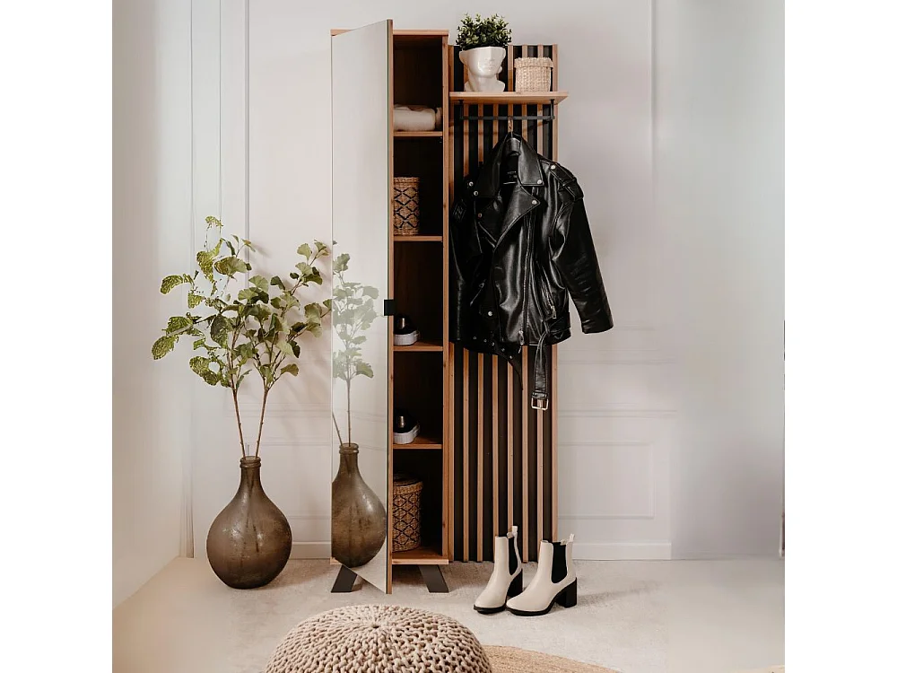 Vestiaire compact 1 porte effet chêne et anthracite 80 cm - Flavia Medan42A