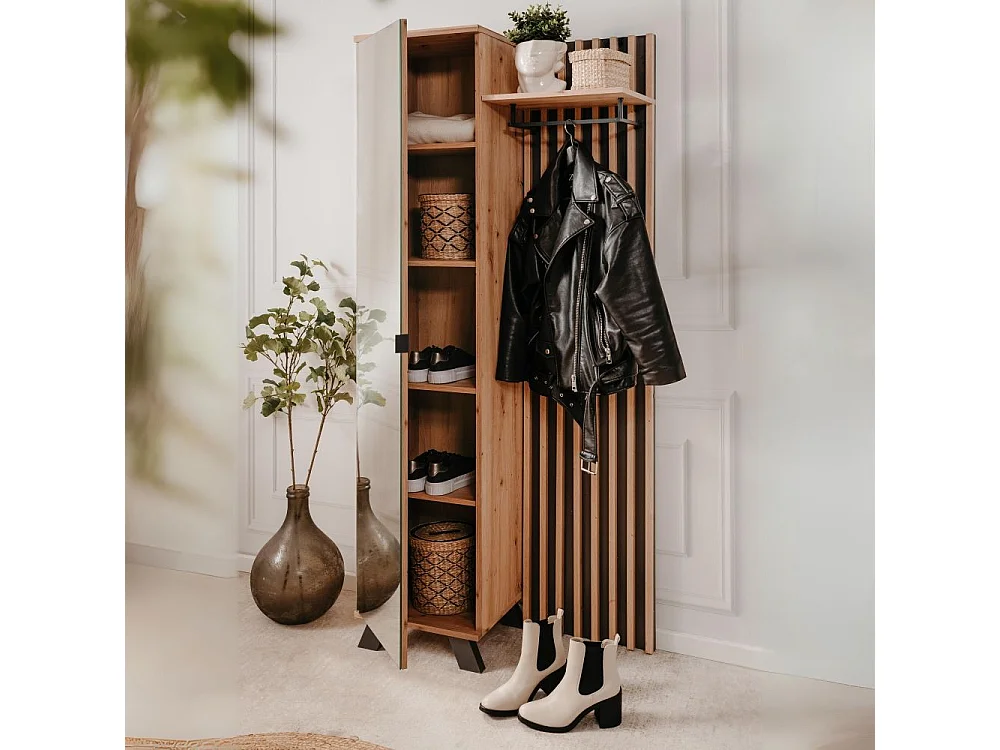 Vestiaire compact 1 porte effet chêne et anthracite 80 cm - Flavia Medan42A