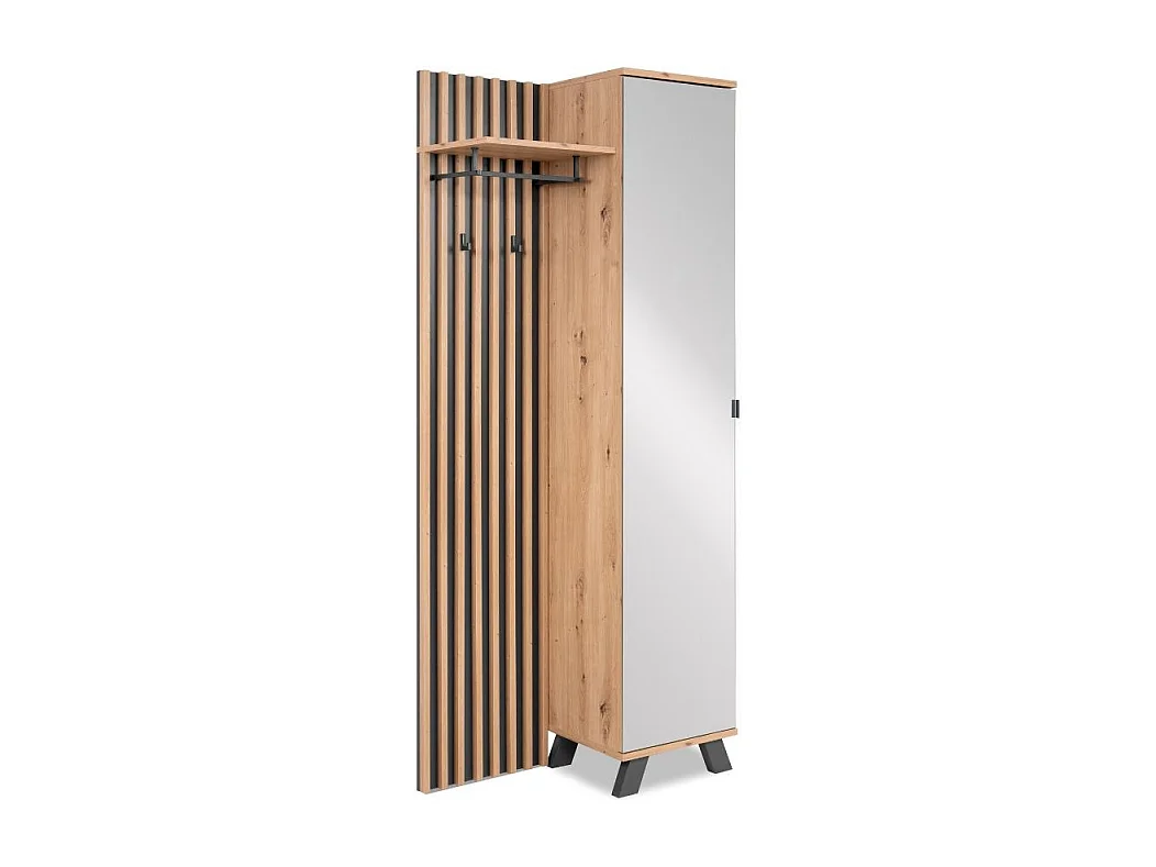 Vestiaire compact 1 porte effet chêne et anthracite 80 cm - Flavia Medan42A