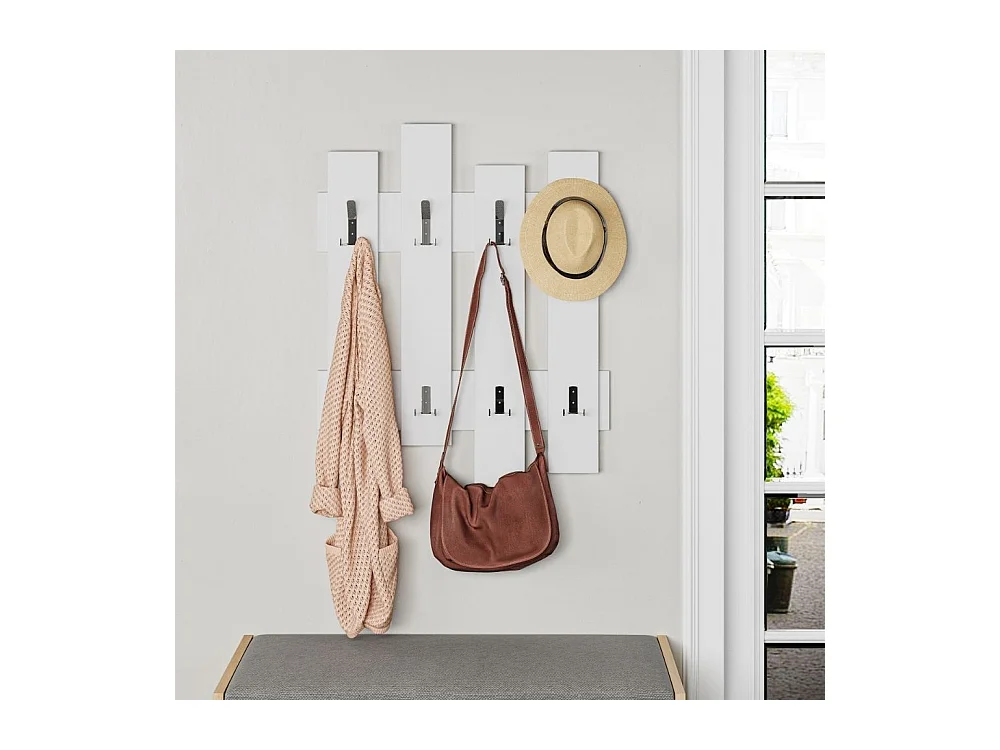 Appendiabiti a muro Wave 8 ganci colore bianco