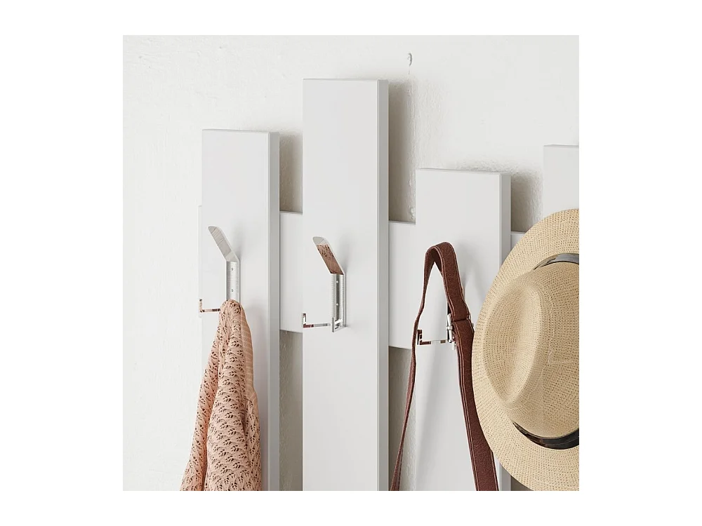 Appendiabiti a muro Wave 8 ganci colore bianco