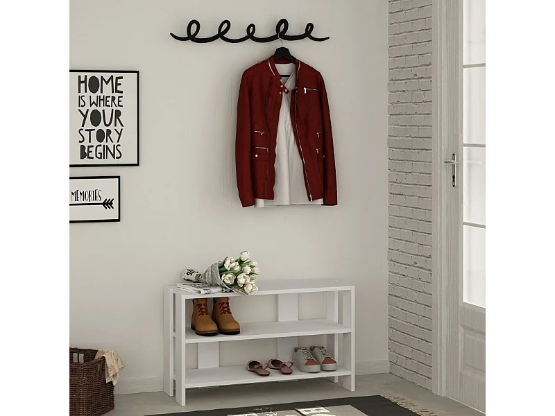 Ingresso scarpiera bianco Tono con appendiabiti nero