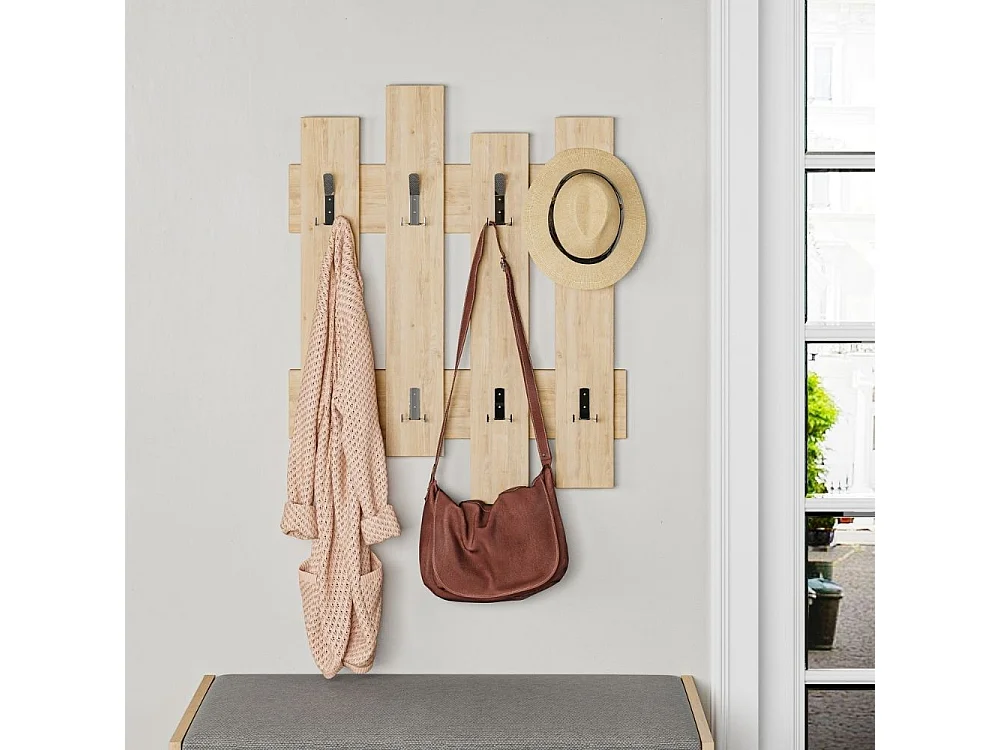 Appendiabiti a muro Wave 8 ganci colore rovere