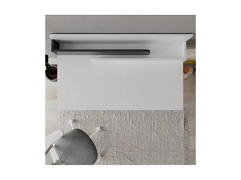 Scrivania bianco con dettagli antracite e gambe nere Leila 110x60x101