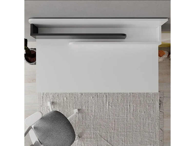 Scrivania bianco con dettagli antracite e gambe nere Leila 110x60x101