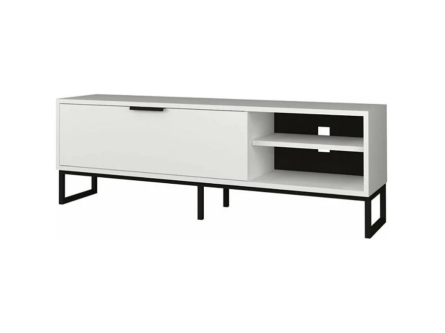 Mobile porta Tv Way 140x35x45h colore bianco con dettagli ghisa