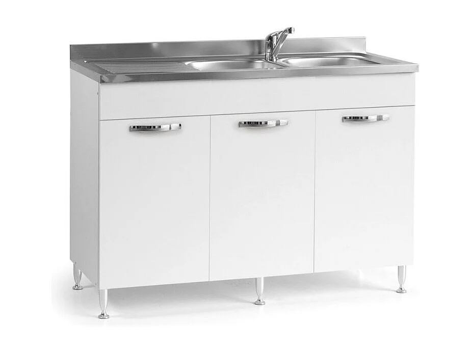 Sottolavello 3 ante 120 cm SENZA LAVELLO colore bianco frassinato
