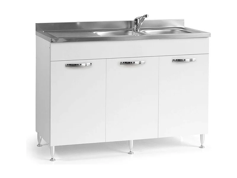 Sottolavello 3 ante 120 cm SENZA LAVELLO colore bianco frassinato