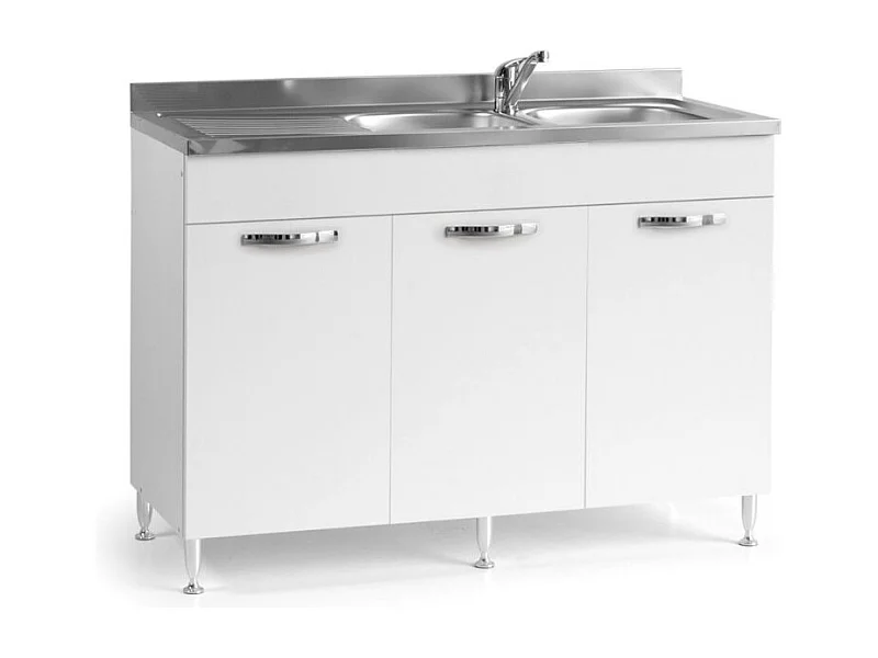 Sottolavello 3 ante 120 cm SENZA LAVELLO colore bianco frassinato