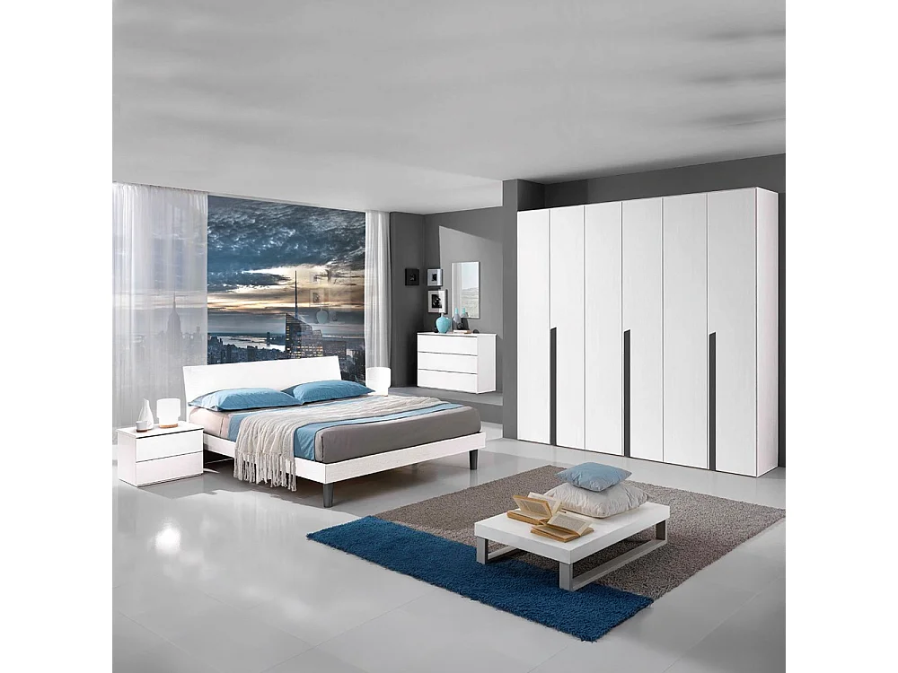 Letto matrimoniale contenitore in legno bianco 170x205x88h Manitoba