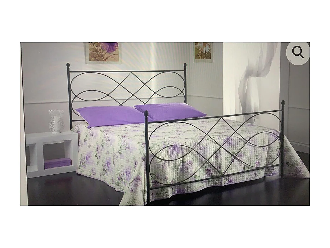 Letto matrimoniale ferro battuto Margherita colore antracite