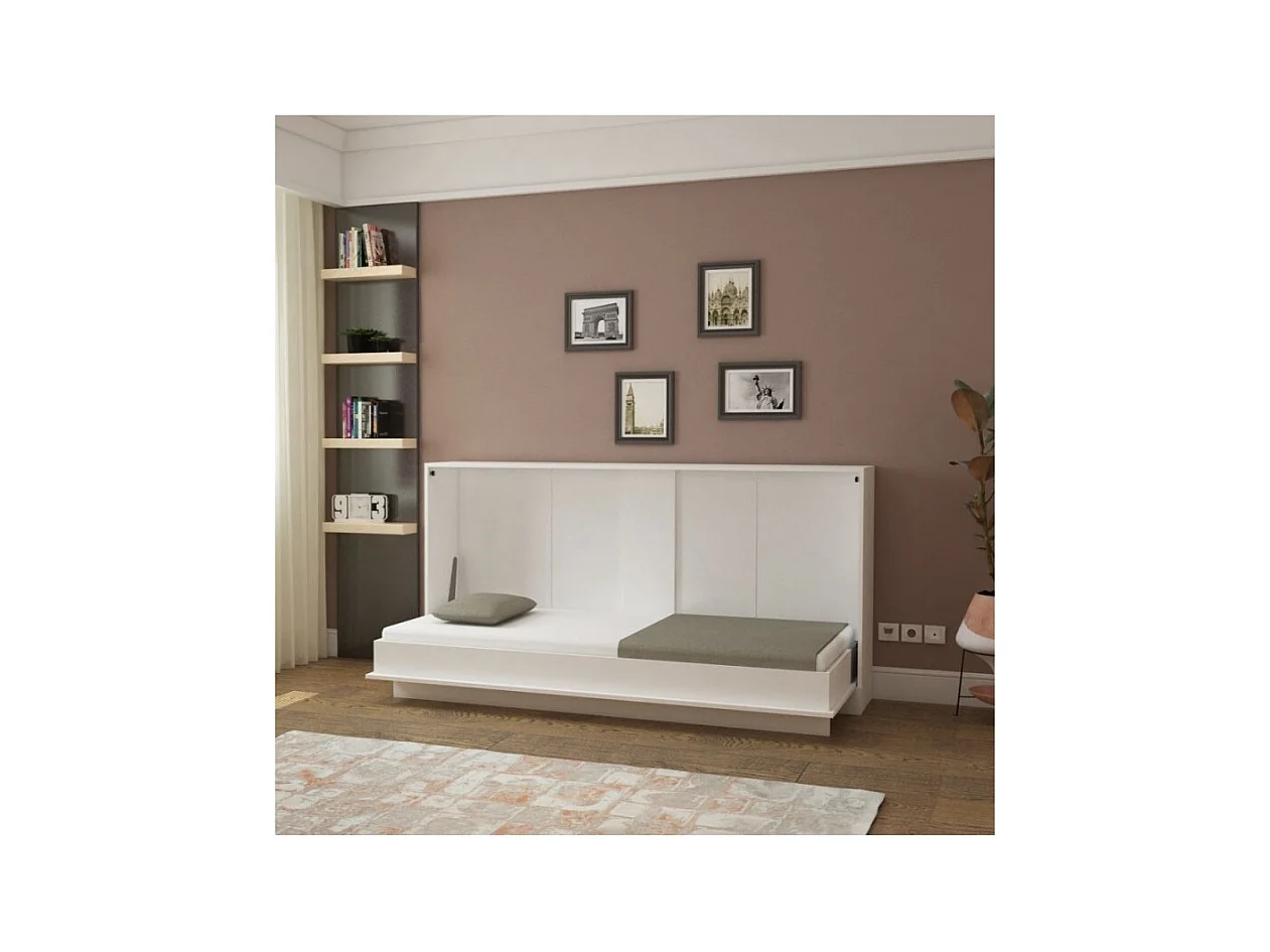 Letto singolo a scomparsa Life bianco 215x38x108H