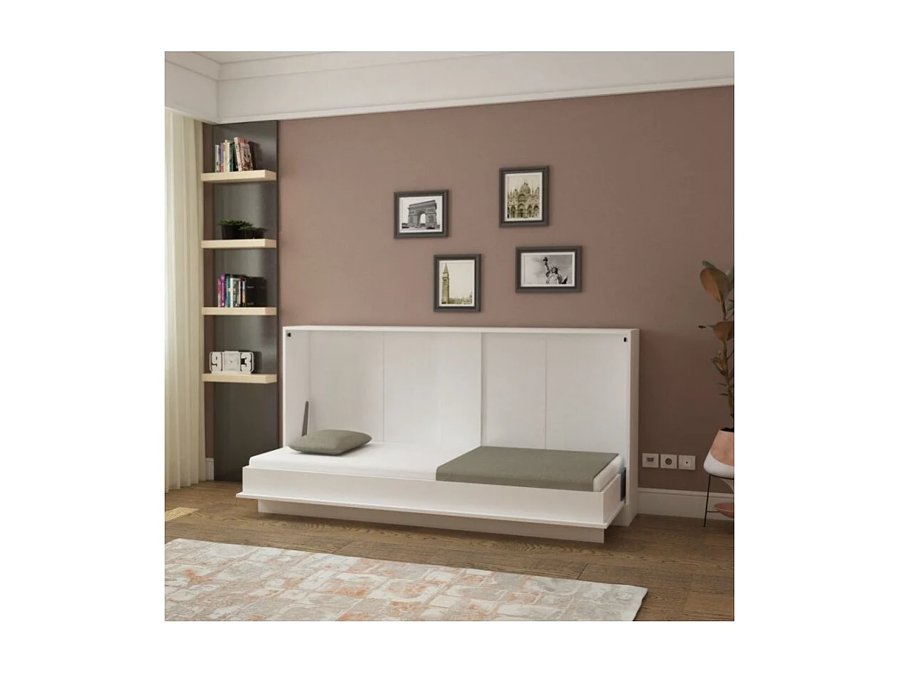 Letto singolo a scomparsa salvaspazio Life bianco 215x38x108H
