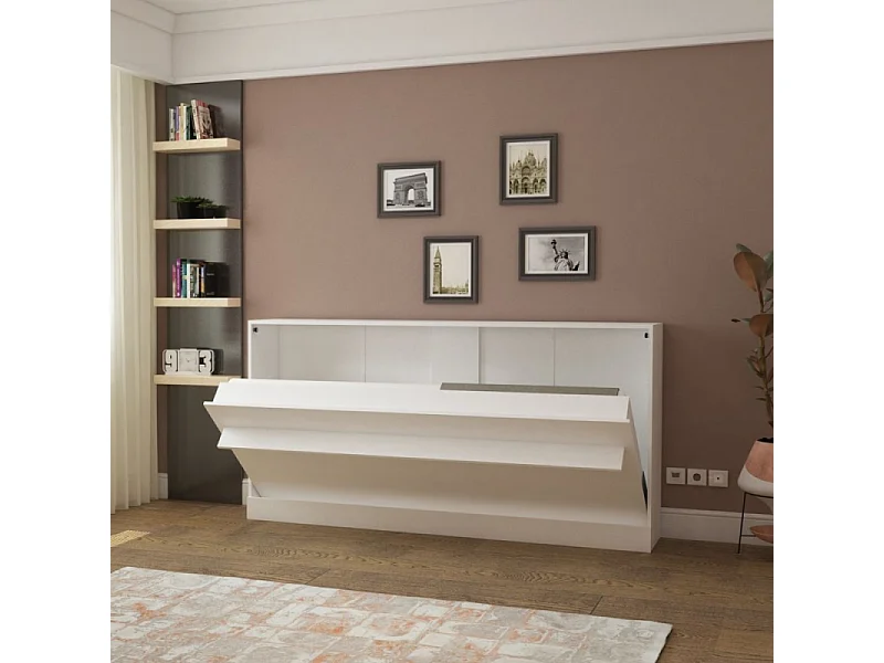 Letto singolo a scomparsa salvaspazio Life bianco 215x38x108H