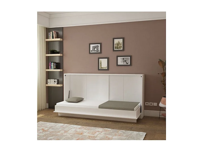 Letto singolo a scomparsa salvaspazio Life bianco 215x38x108H