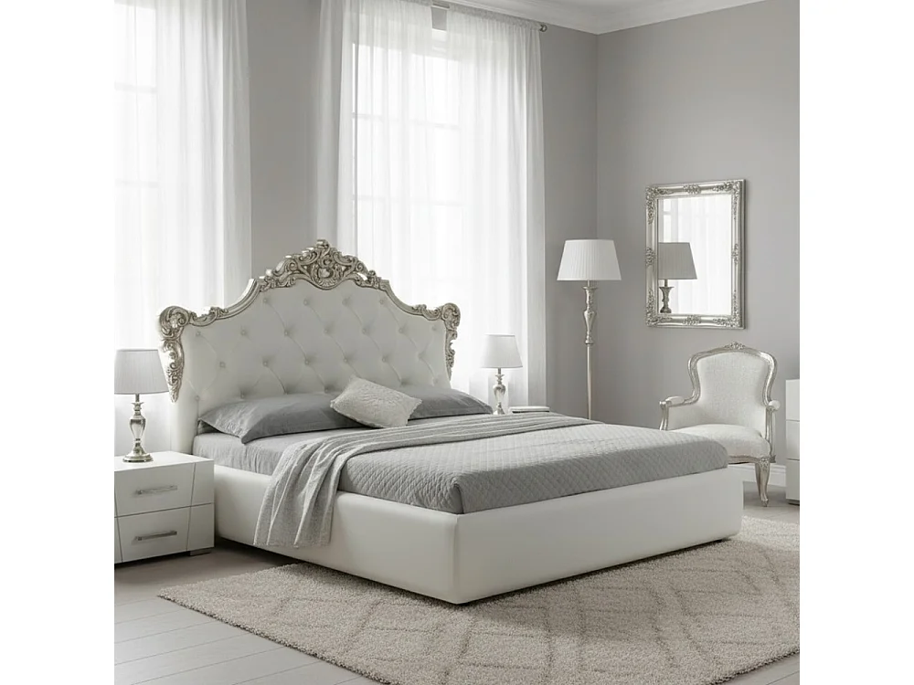 Letto matrimoniale con contenitore Savoia colore bianco