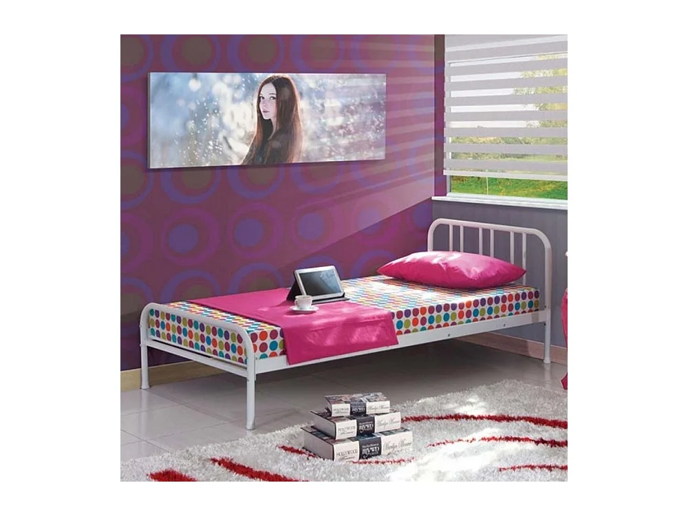 Letto singolo in metallo Genoa colore bianco